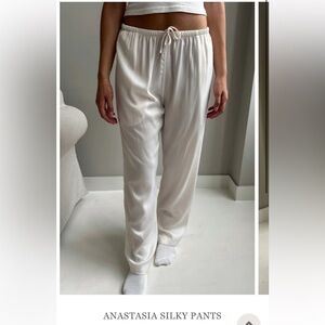 BRAND NWT Brandy Melville Anastasia Silky Pants Ivory White Cream